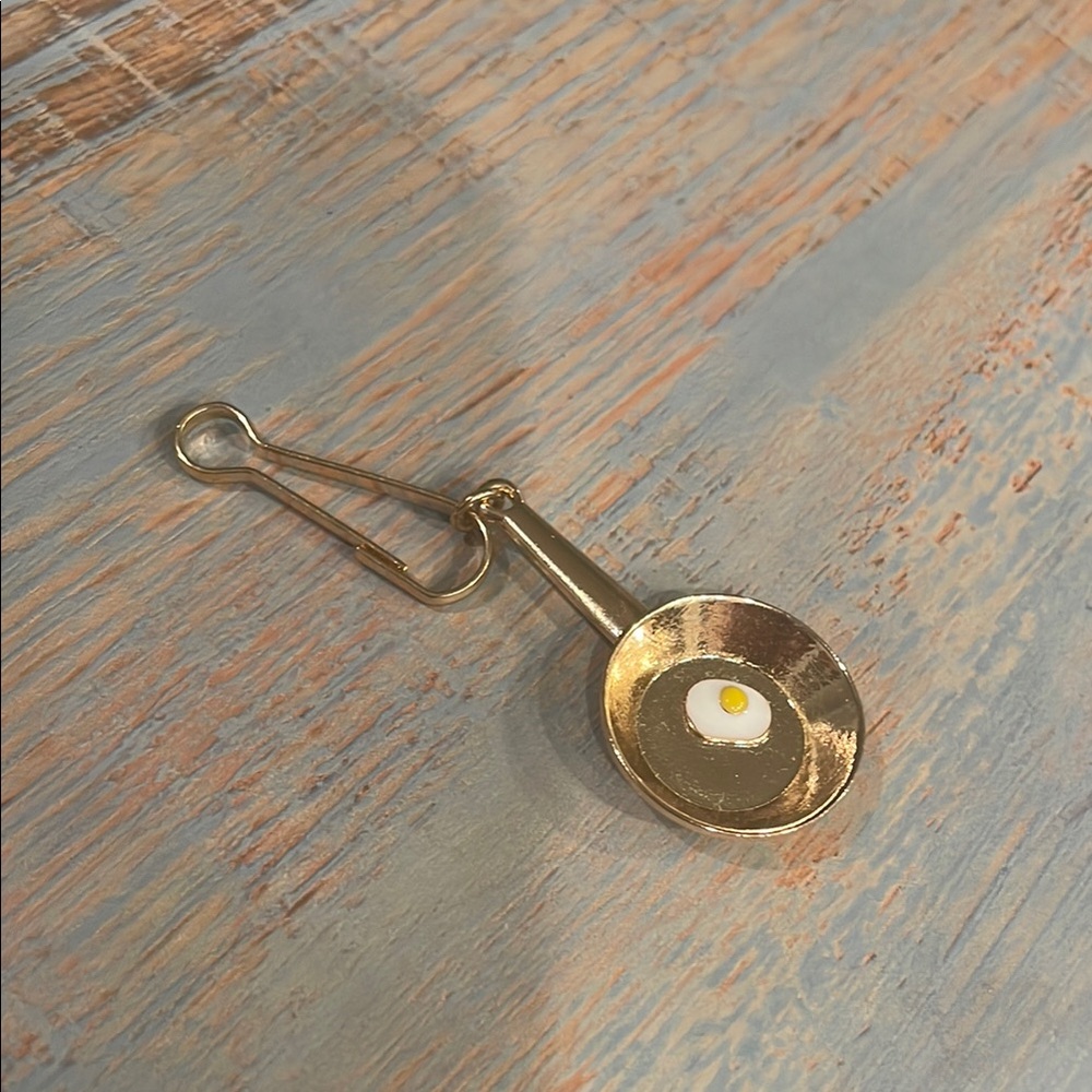 Gold Frying Pan charm with Egg Design